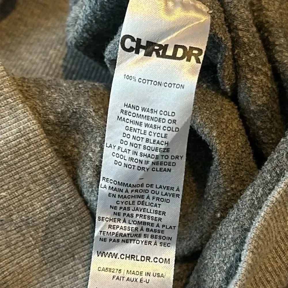 Chrldr Women’s Grey Hooded Sweatshirt with Love Skull Graphic - Size L